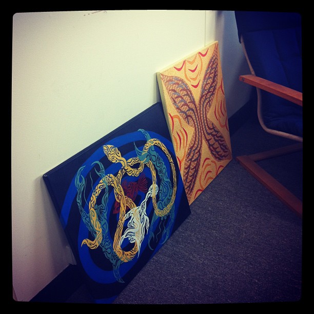 Our two new paintings from Wondonga TAFE students.