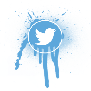Twitter bird logo in white against a blue splotch of paint. Photo from Pixabay